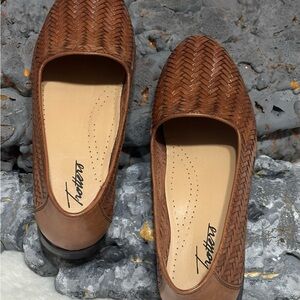 Trotters Brown Woven Leather Flats